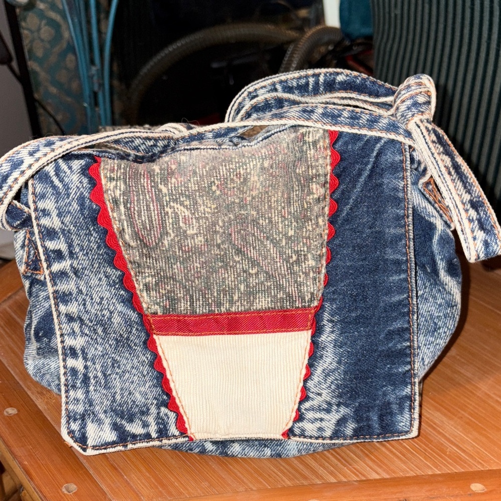 Vintage 80s Sassoon denim bag|shoulder bag  UPHOLSTERY#Patchwork#BTS#accessories